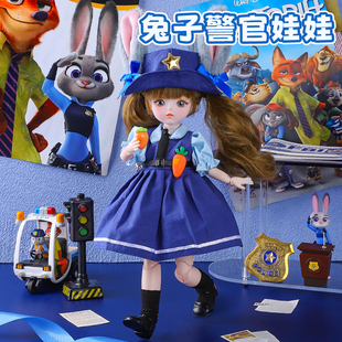 朱迪兔子警官芭娃娃玩具女孩公主的2025新款洋娃娃可换装玩偶儿童