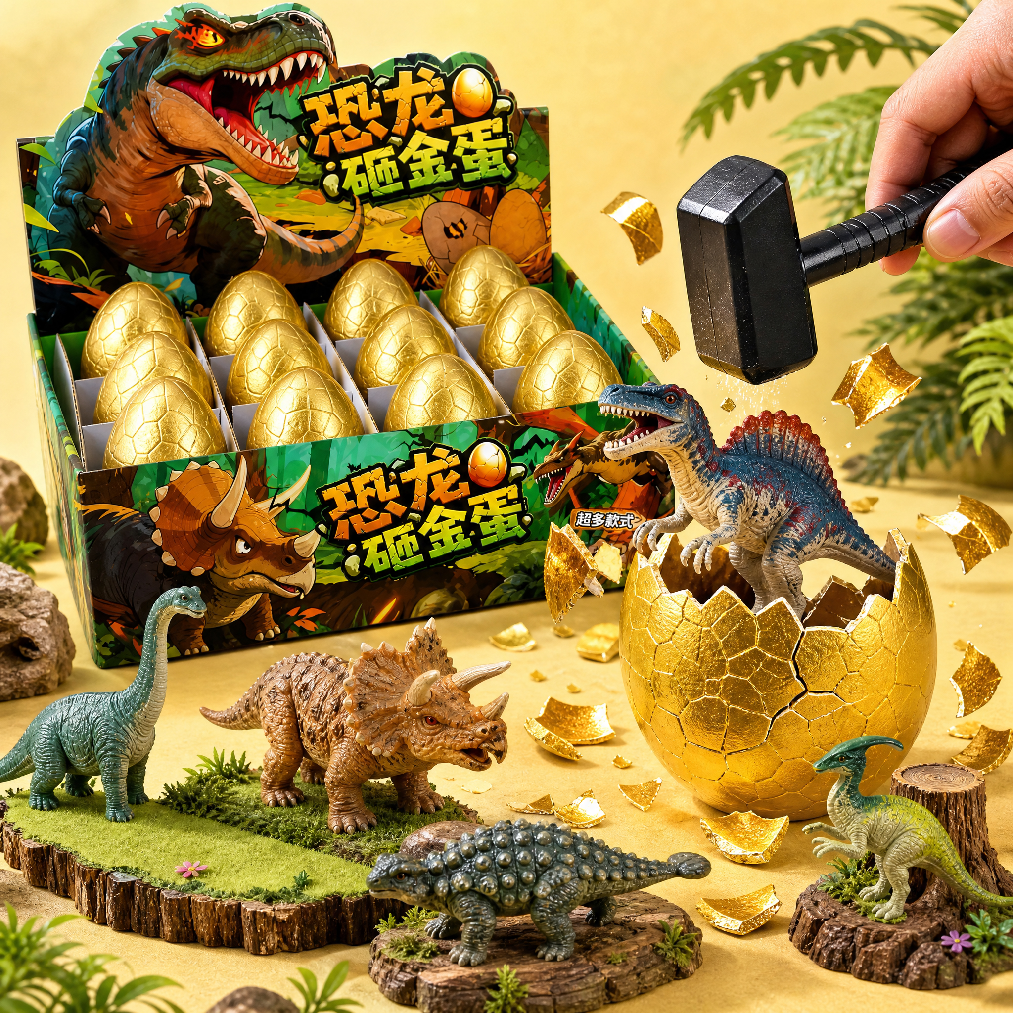 新款恐龙蛋砸金蛋儿童玩具