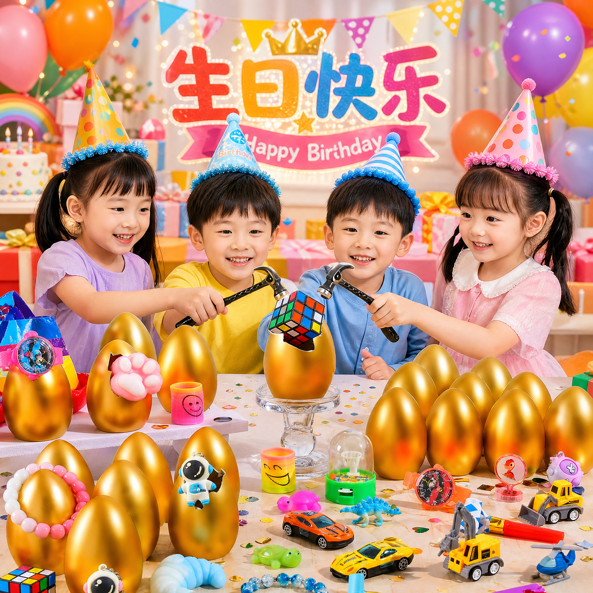 儿童砸金蛋盲盒男孩玩具幼儿园小学生生日礼物义卖网红爆款六一节