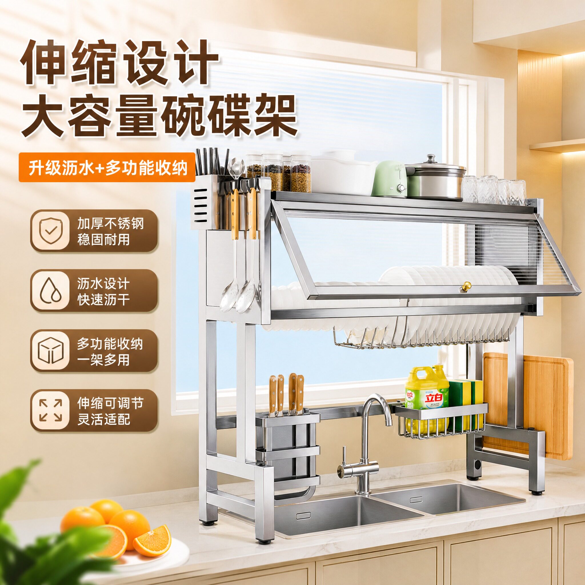 多功能碗碟收纳沥水碗架好用神器