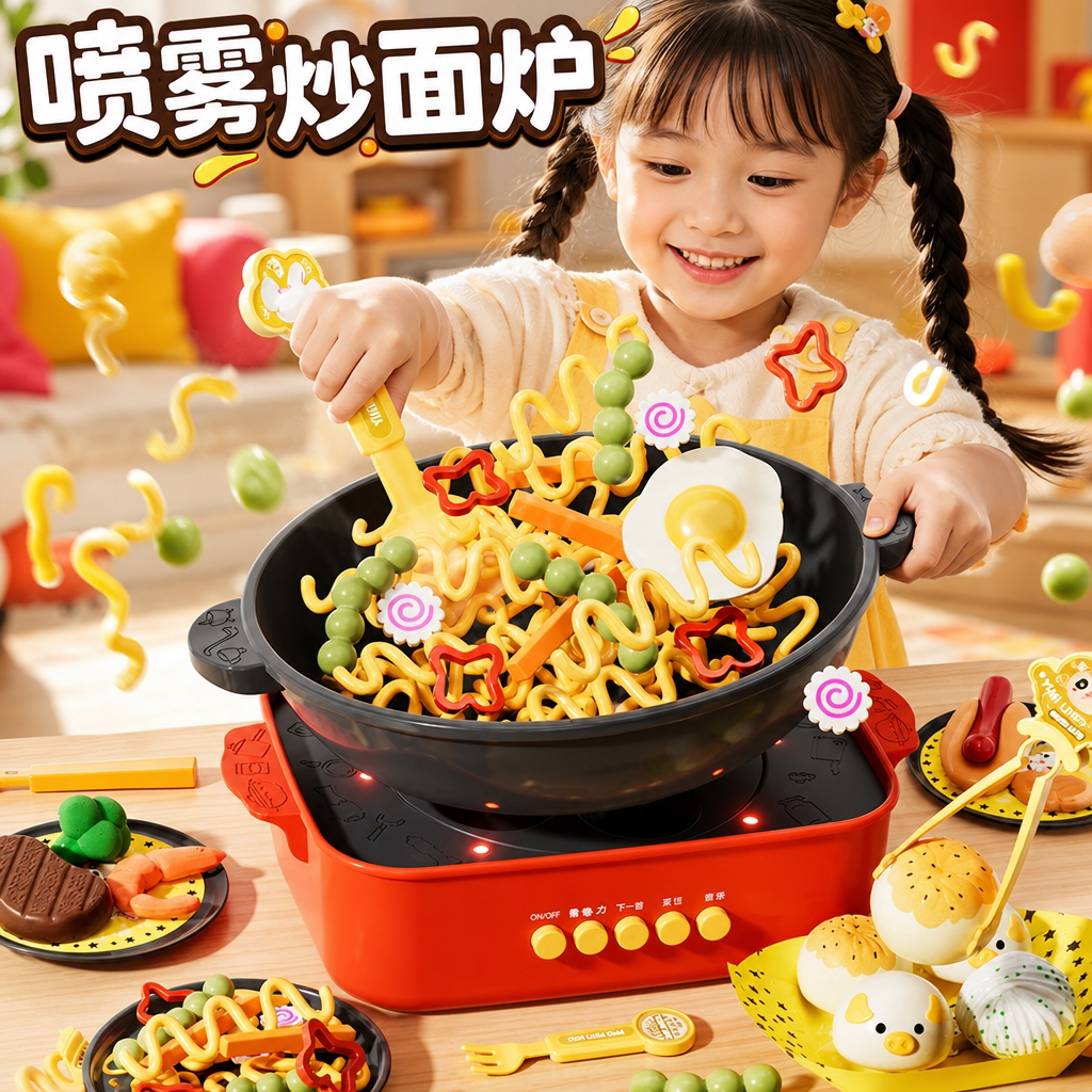 儿童厨房炒面做饭全套厨具玩具