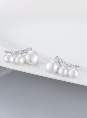 日系coss koko大嫂耳环耳饰s925银小众高级显气质女珍珠耳钉不