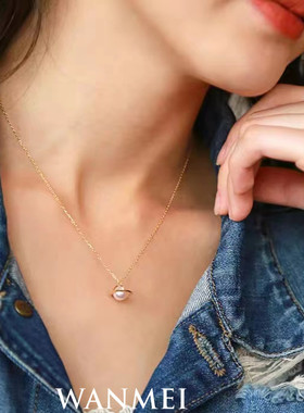 日系coss kokos925银镀18k金土星珍珠项链女百搭简约气质立体diy