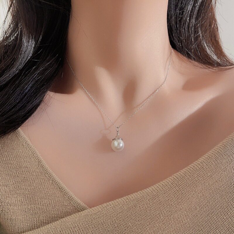 日系coss koko欧美s925银单颗珍珠项链女巴洛克轻奢高级感毛衣链