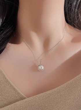 日系coss koko欧美s925银单颗珍珠项链女巴洛克轻奢高级感毛衣链