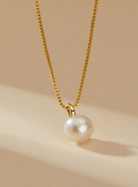 日系coss kokos925银小粒珍珠项链秋冬轻奢小众淡水珍珠毛衣链不