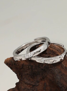 日系coss koko冰川情侣对戒s银小众设计感轻奢冷淡风男女戒指