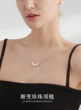 日系coss koko新款s925银微笑珍珠项链女轻奢小众diy串珠渐变