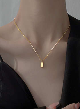 日系coss koko暴富小金条项链女s925银百搭高级感招财小金砖毛衣