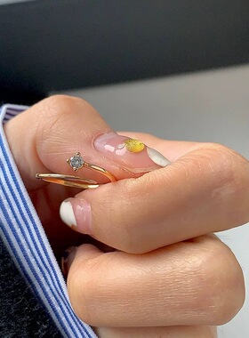 日系coss koko锆石戒指女s925银简约时尚高级感叠戴指环开口可