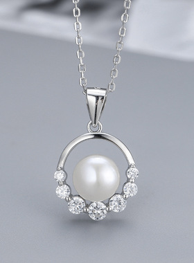 日系coss koko新款s925银淡水珍珠项链女时尚项坠锁骨链diy空托