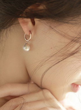 日系coss kokos925银珍珠耳环女年新款轻奢高级感显脸小耳饰不