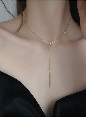 日系coss kokos925银几何长条链条项链女小众设计感一字冷淡风