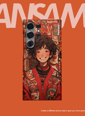 Y2K风格适用用三星S25ultra手机壳红色s24/s23/s22note20ultra半包硬壳韩国涂层菲林个性创意新款