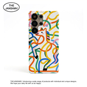 彩线条小马可爱高级感适用三星S25ultra手机壳s24 创意新款 s23 s22note20ultra半包硬壳韩国涂层菲林个性