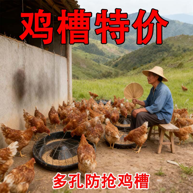 新款喂鸡食槽干湿两用喂食槽圆形喂鸡料槽聚丙烯喂食槽