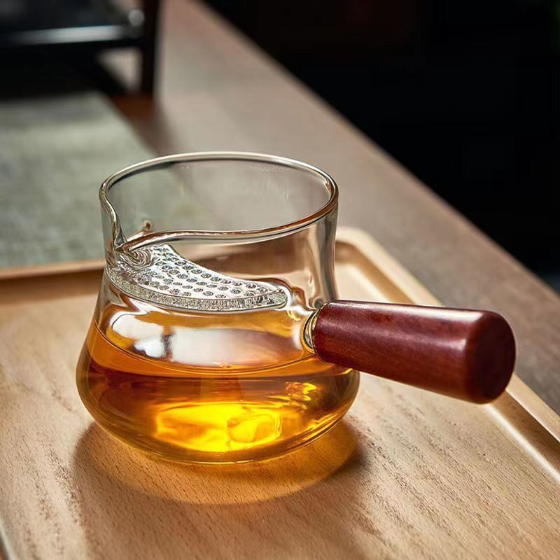 加厚高档月牙玻璃茶壶茶漏一体带