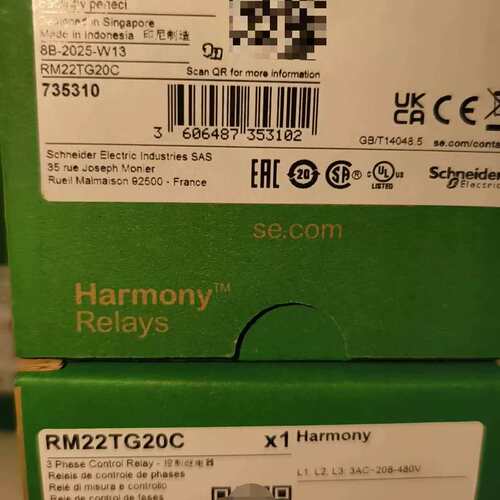 可维修RM22TG20C三相控制继电器 全新余料 带原包装盒议价