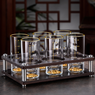 轻奢高端金箔二两白酒杯分酒器家用水晶玻璃一两杯白酒酒具套装