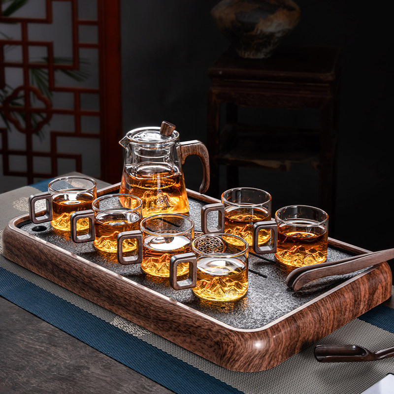 耐热玻璃功夫茶具套装家用办公室会客创意观山泡茶壶喝茶杯子高档,餐饮具,整套茶具,淘宝优惠券,粉丝福利购,淘宝优惠卷