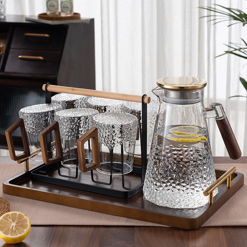 轻奢高档耐高温玻璃水杯家用客厅高颜值喝水杯子茶杯水具套装乔迁