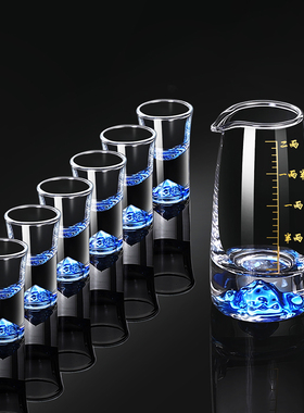 创意轻奢白酒杯分酒器家用高档玻璃喝酒杯子一口杯带刻度酒具套装