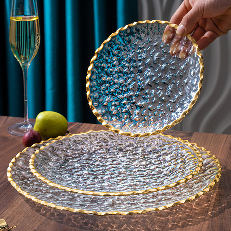 金边玻璃水果盘轻奢高档