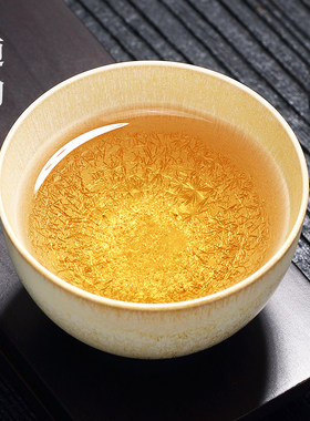 结晶釉柴烧主人杯高档景德镇茶杯单杯个人专用陶瓷茶碗品茗杯茶盏