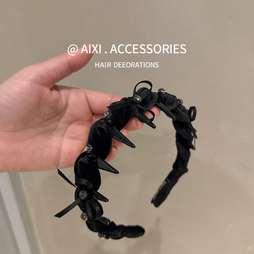 高级感闪钻蝴蝶结带齿高颅顶发箍