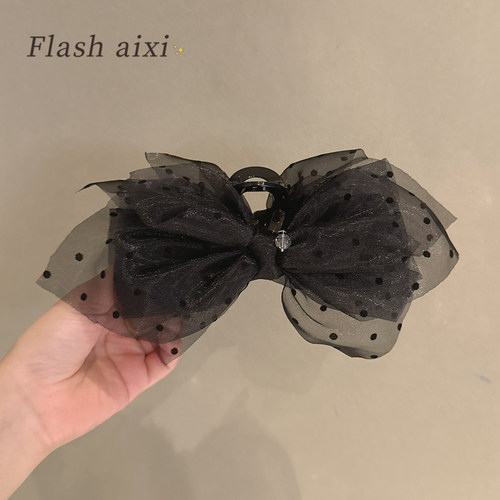 高级感网纱波点蝴蝶结后脑勺抓夹