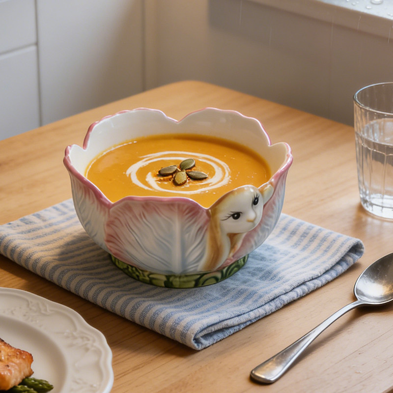 欧式陶瓷加厚高颜值白菜兔子可爱浮雕家用厨房菜汤碗大号面碗汤盆,餐饮具,碗,淘宝优惠券,粉丝福利购,淘宝优惠卷
