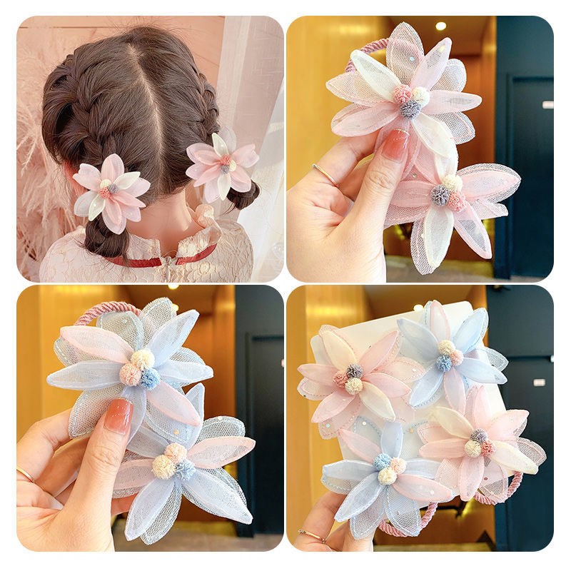 宝宝花朵女童公主皮筋发饰夹子发
