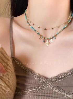 小众波西米亚太阳花锁骨链轻奢