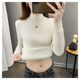 20024秋冬加绒毛衣女一体绒百搭加厚半高领套头打底针织衫 保暖衣