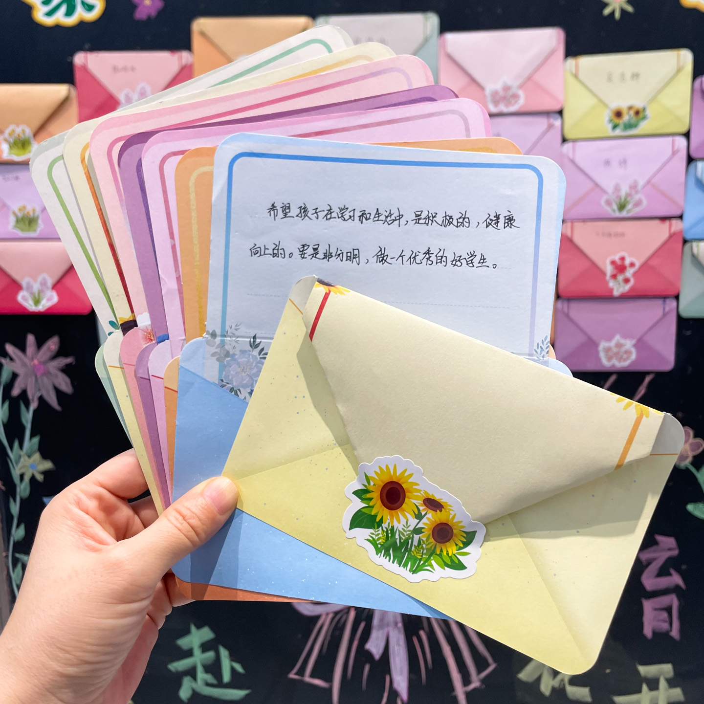 花的寄语带横线信封信纸套装