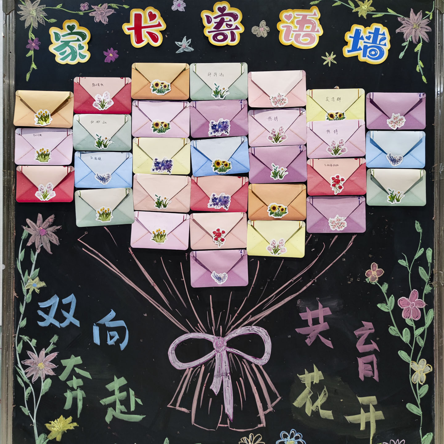 创意彩色花的寄语信纸贺卡家长会