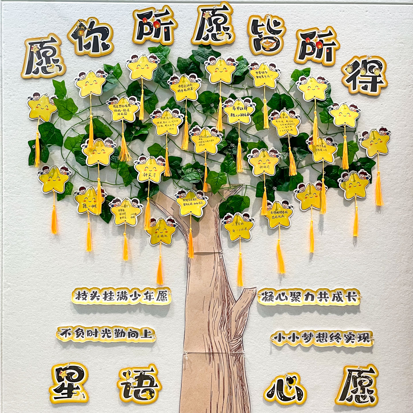 开学教室环创布置许愿树装饰吊卡图片