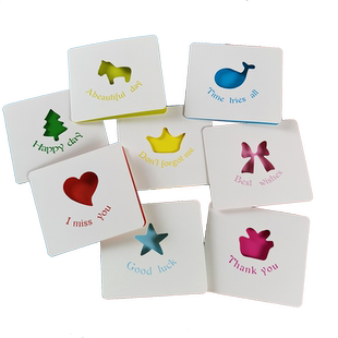 创意惊喜刮刮涂层糖果色对折贺卡diy自制手写空白留言卡送朋友同学表白卡纸可爱卡通缕空图案配丝带流苏卡片