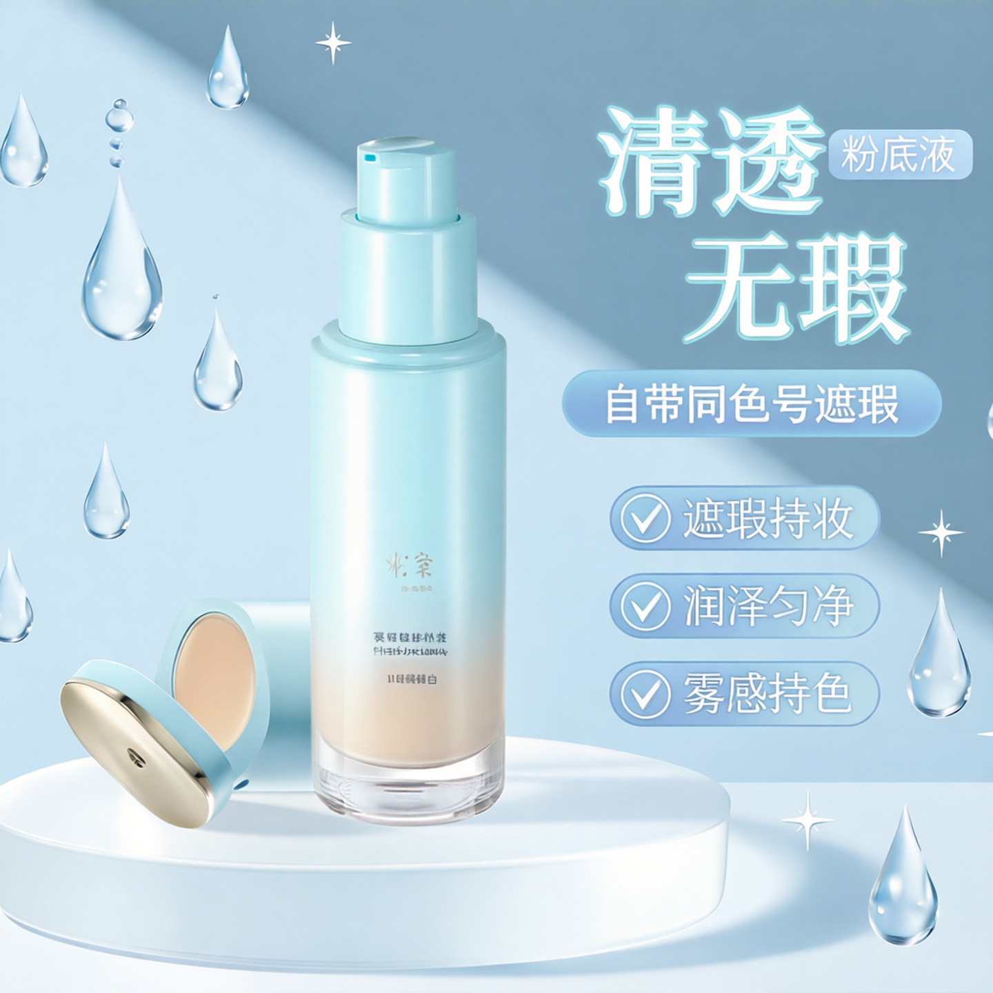 TIMAGE彩棠小圆管持妆粉底液遮瑕膏保湿持久透气不易脱妆暗沉正品