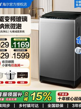 海尔洗衣机10/12公斤防缠绕50E大容量家用全自动直驱波轮变频20E