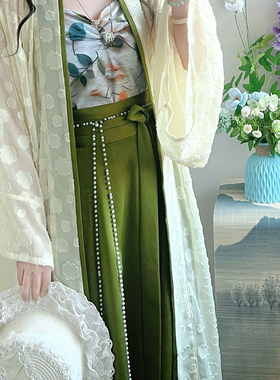 大码女装汉服长干寺八破群显瘦套装女秋季气质三件套新中式遮肉