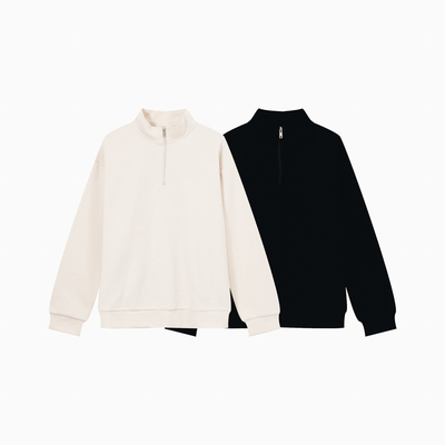 Voguo Relay 秋季情侣装半拉链卫衣纯色百搭套头休闲长袖运动衫