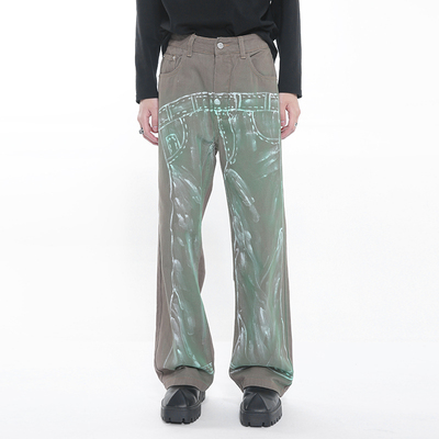 四季小众设计街头潮涂鸦牛仔裤