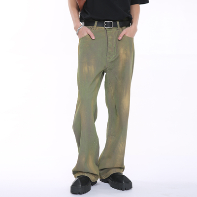 纽扣长款四季设计涂鸦牛仔裤