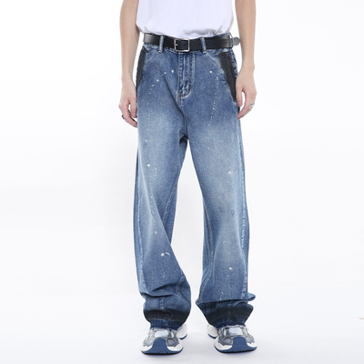 小众设计感涂鸦牛仔裤