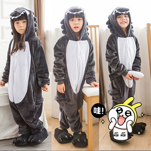 大灰狼睡衣卡通连体动漫个性珊瑚绒创意儿童喜羊羊演出服搞怪宝贝