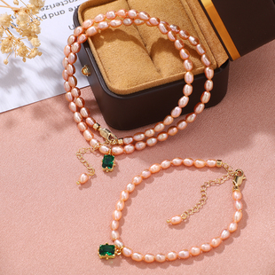 纯天然淡水珍珠手链项链强光镀真金时尚极光真品招财高级转运轻奢
