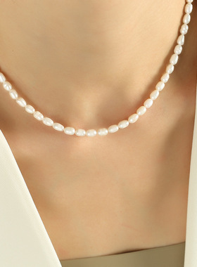 Timothee小众轻奢设计极简风格新款天然珍珠手链项链套装拍摄配饰