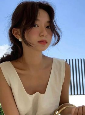 Timothee925银针珍珠耳环耳钉ins博主Feve同款复古港风大灯泡耳饰