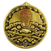 泰山阁 铜虎头狮咬剑挂件八卦吉祥物兽头铜八卦镜摆件